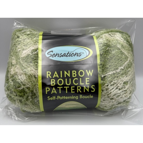 Jo-Ann Sensations Other - JO-ANN SENSATIONS RAINBOW  BOUCLE Yarn Green/Cream 11 Oz 853 Yards